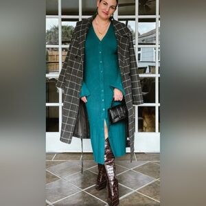 Sofia by Sofia Vergara Teal Knit Button Up Long Sleeve Dress NWT 1X ♥️